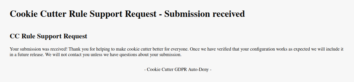 domain rule submission success